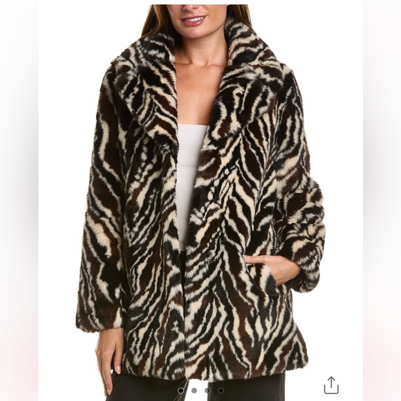 Stella + Lorenzo Plush Coat in Zebra Print, Size XSmall - Picture 1 of 16